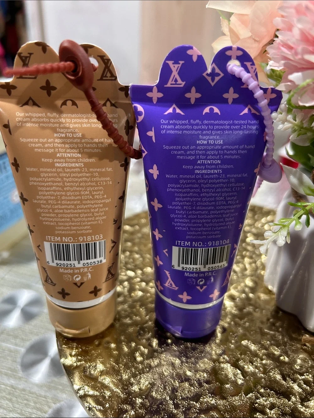 Cute Kids Travel Friendly Hand Cream Duo - Brown & Purple. 60ml.